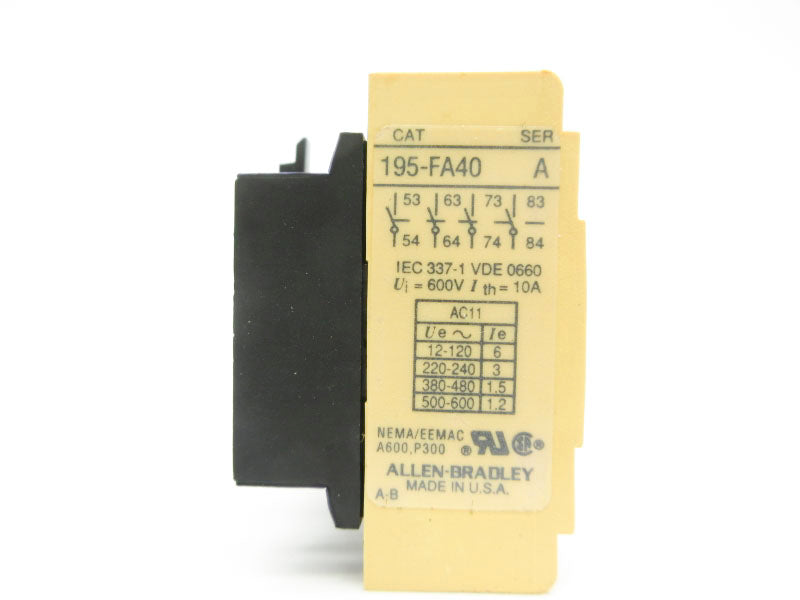 ALLEN BRADLEY 195-FA40 SER. A 600V 10A NSNP