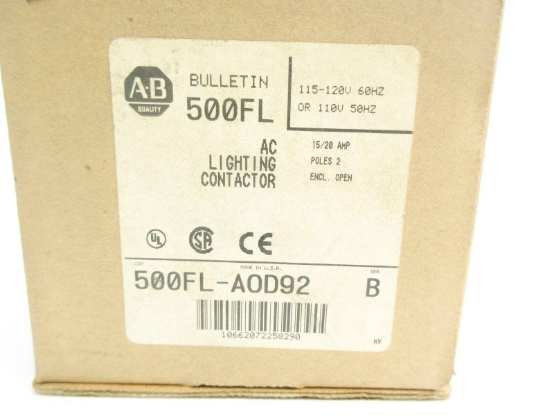ALLEN BRADLEY 500FL-AOD92 SER. B 120V 30A (BR/WH) NSMP