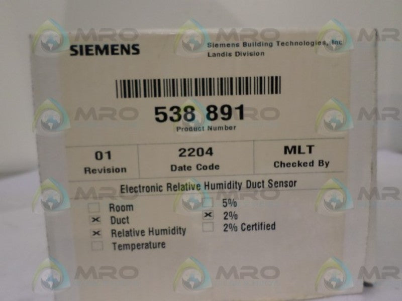 SIEMENS 538891 HUMIDITY DUCT SENSOR *NEW IN BOX*