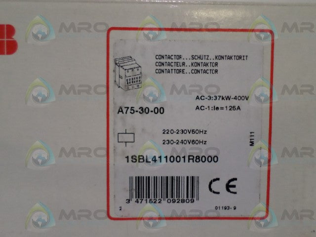 ABB A75-30-00 CONTACTOR 220/230V *NEW IN BOX*