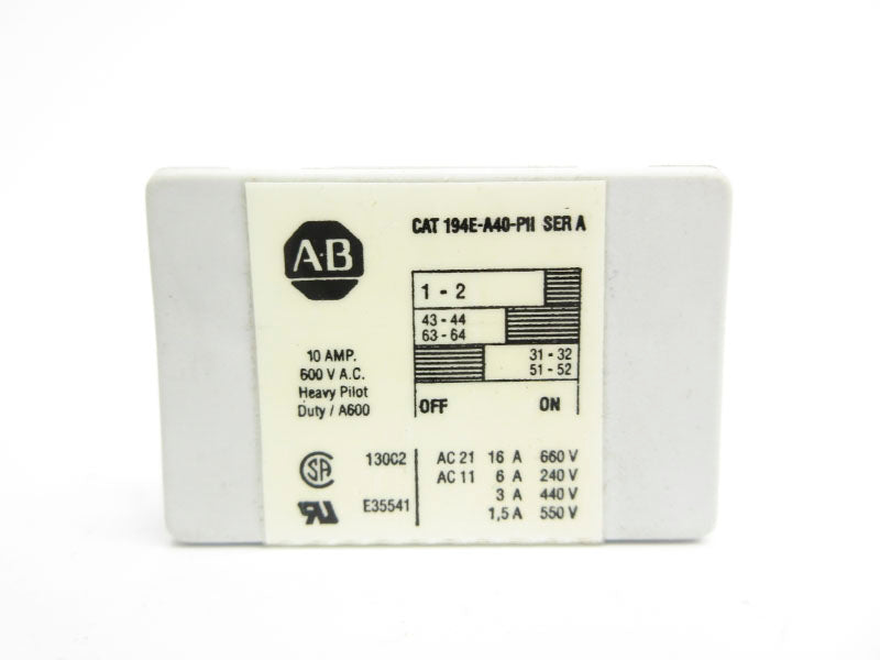 ALLEN BRADLEY 194E-A40-PII SER. A 600VAC 10A NSNP