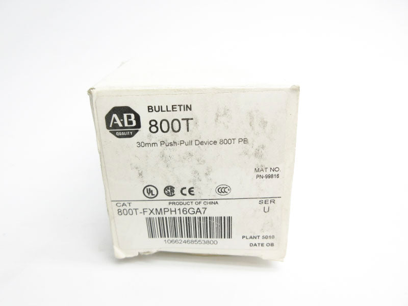 ALLEN BRADLEY 800T-FXMPH16GA7 SER. U 120V (WH) NSMP