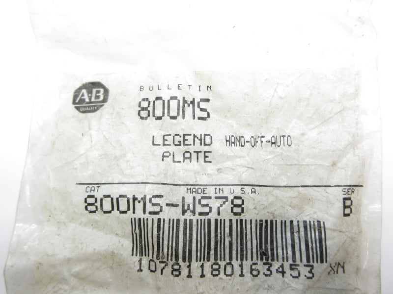 ALLEN BRADLEY 800MS-WS78 SER. B NSMP