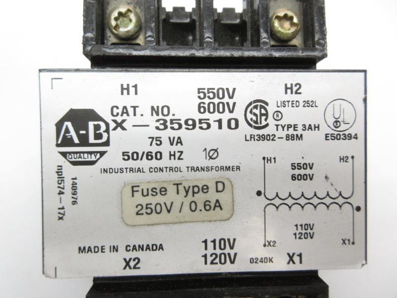 ALLEN BRADLEY X-359510 110/120V 75VA NSNP