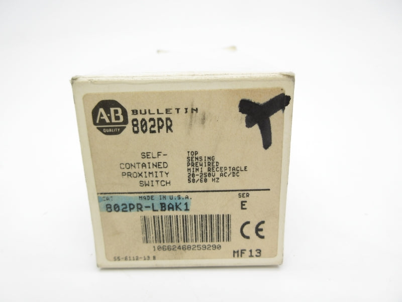 ALLEN BRADLEY 802PR-LBAK1 SER. E 20-250VAC/DC (WH) NSMP