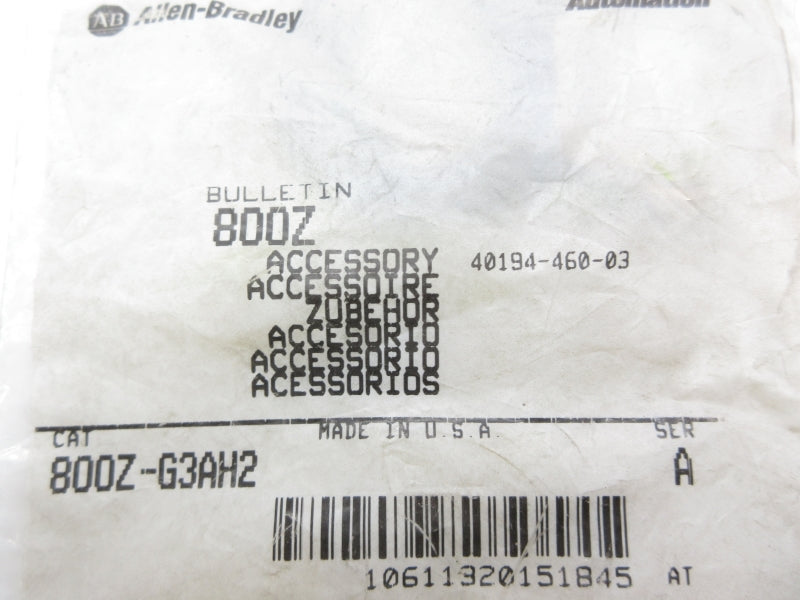 ALLEN BRADLEY 800Z-G3AH2 SER. A NSMP