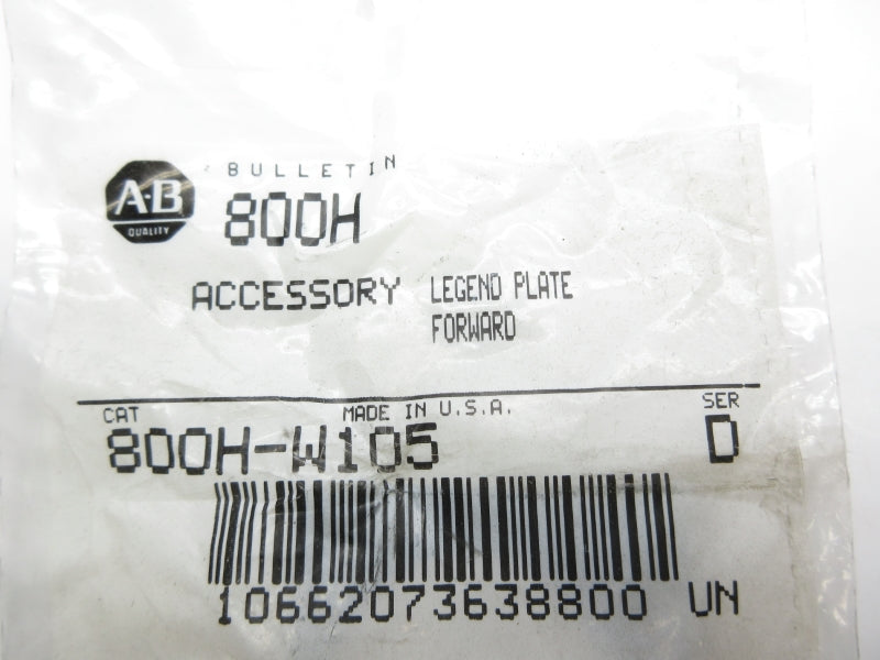 ALLEN BRADLEY 800H-W105 SER. D NSMP