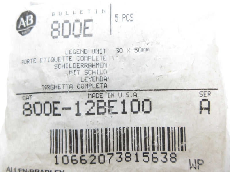 ALLEN BRADLEY 800E-12BE100 SER. A (PKG OF 5) NSMP