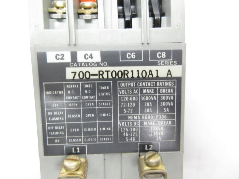 ALLEN BRADLEY 700-RT00T110A1 SER. A 120-600VAC 30A .2-8S NSNP