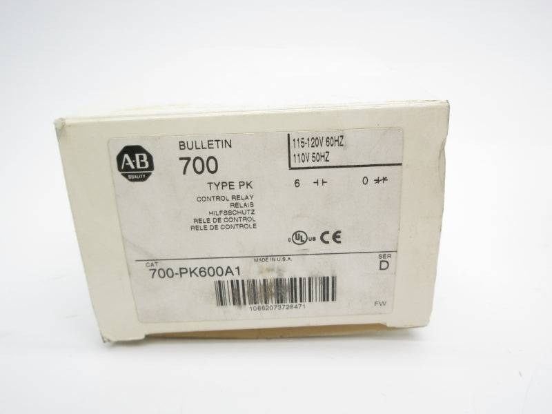 ALLEN BRADLEY 700-PK600A1 SER. D 120V 60A (WH) NSMP