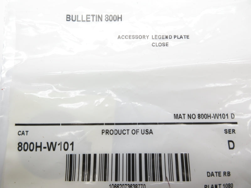 ALLEN BRADLEY 800H-W101 SER. D NSMP