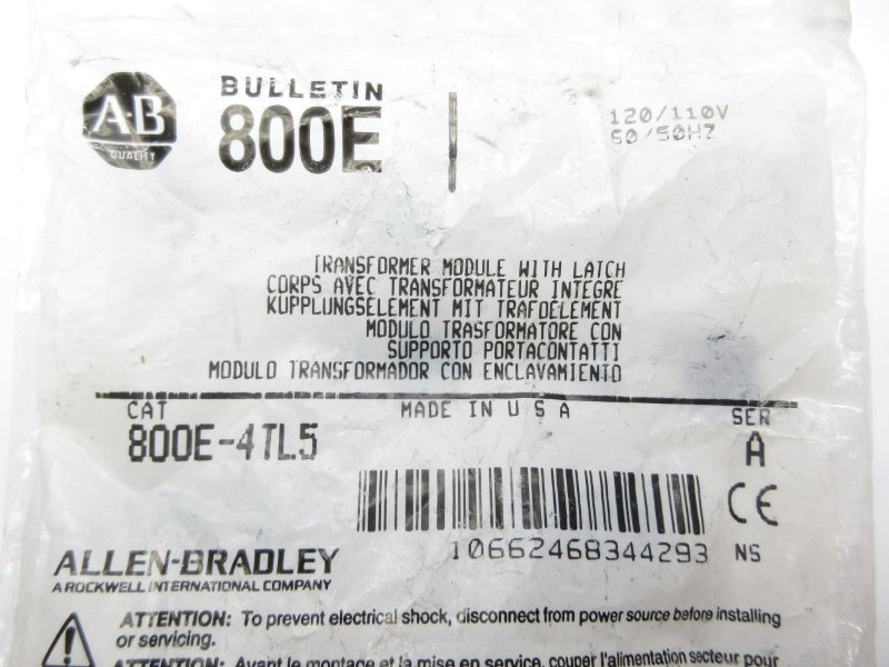 ALLEN BRADLEY 800E-4TL5 SER. A 110/120V NSMP