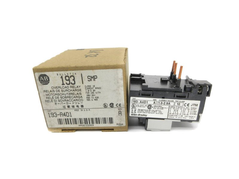 ALLEN BRADLEY 193-A4D1 SER. A 600V 1.0-2.9A (BR/WH) NSMP