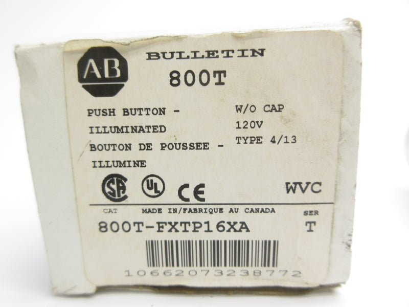 ALLEN BRADLEY 800T-FXTP16XA SER. T 120V (WH) NSMP