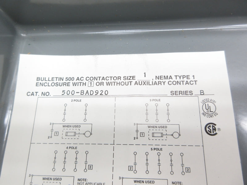 ALLEN BRADLEY 500-BAD920 SER. B NSNP