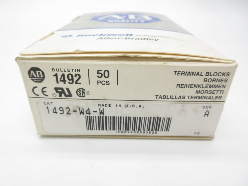ALLEN BRADLEY 1492-W4-W SER. A 600V (PKG OF 50) (GY/BL) NSMP