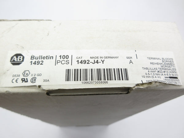 ALLEN BRADLEY 1492-J4-Y SER. A 600V 35A (PKG OF 100) (WH) NSMP