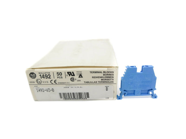 ALLEN BRADLEY 1492-W3-B SER. B 600V 20A (PKG OF 50) (WH) NSMP