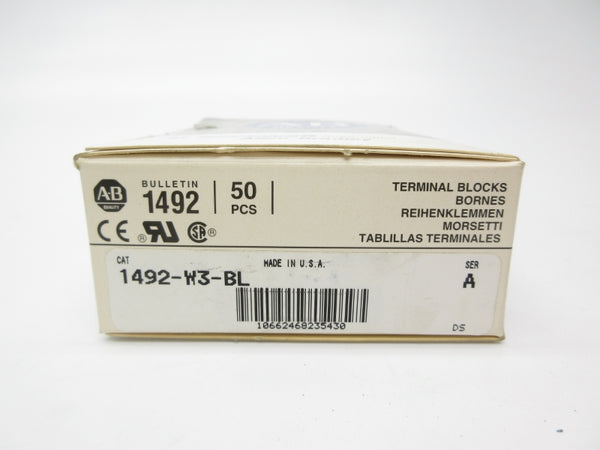 ALLEN BRADLEY 1492-W3-BL SER. A 600V (PKG OF 50) (GY/BL) NSMP