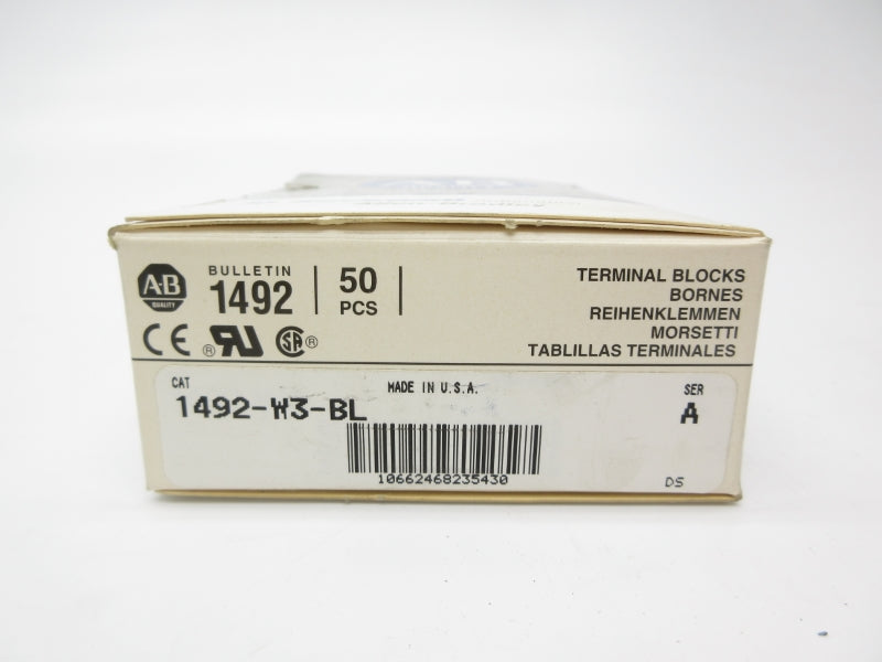 ALLEN BRADLEY 1492-W3-BL SER. A 600V (PKG OF 50) (GY/BL) NSMP