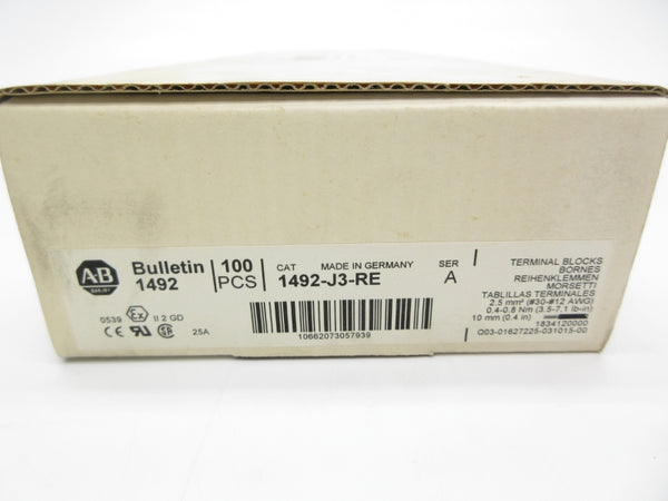 ALLEN BRADLEY 1492-J3-RE SER. A 600V 25A (PKG OF 100) (WH) NSMP