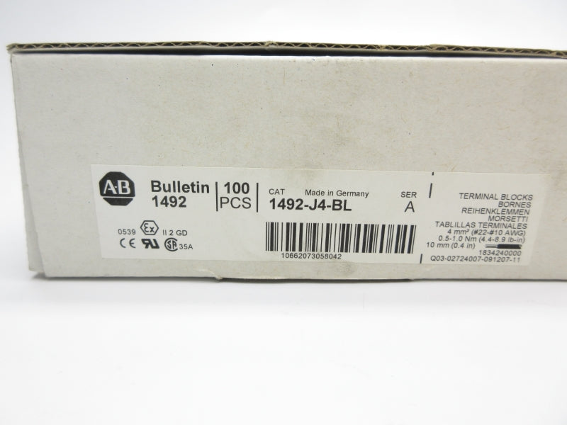 ALLEN BRADLEY 1492-J4-BL SER. A 600V 35A (PKG OF 100) (WH) NSMP