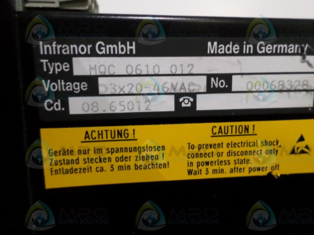 INFRANOR MQC0610012 SERVO CONTROL *NEW NO BOX*