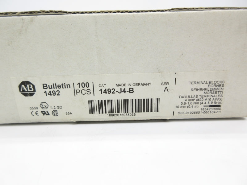 ALLEN BRADLEY 1492-J4-B SER. A 600V 35A (PKG OF 100) (WH) NSMP-OEM