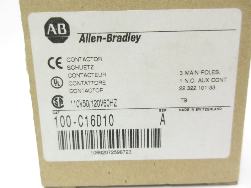 ALLEN BRADLEY 100-C16D10 SER. A 110/120V 32A (BR/WH) NSMP-OEM