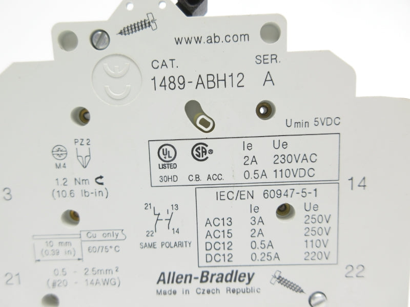 ALLEN BRADLEY 1489-ABH12 SER. A 230VAC 2A NSNP-OEM