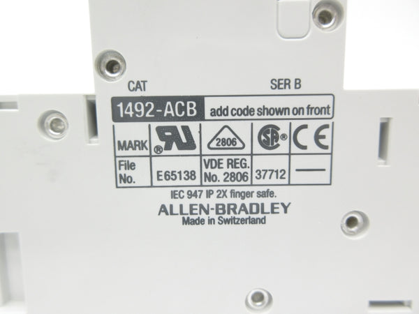 ALLEN BRADLEY 1492-ACBH1 SER. B 277VAC 6A NSNP