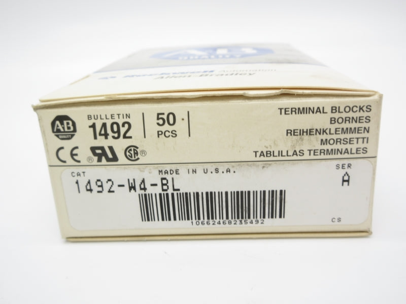 ALLEN BRADLEY 1492-W4-BL SER. A 600V (PKG OF 50) (GY/BL) NSMP