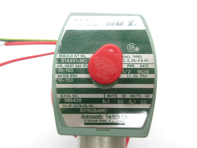 ASCO 8316G64MO 110/120V 10-150PSI 1/2" NSNP