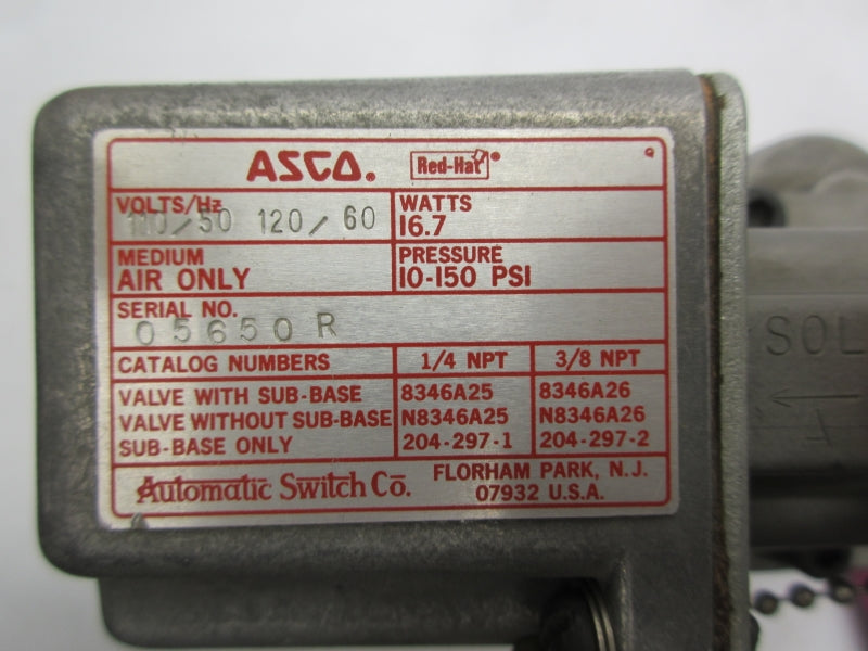 ASCO 8346A25 110/120V 10-150PSI 1/4" NSNP
