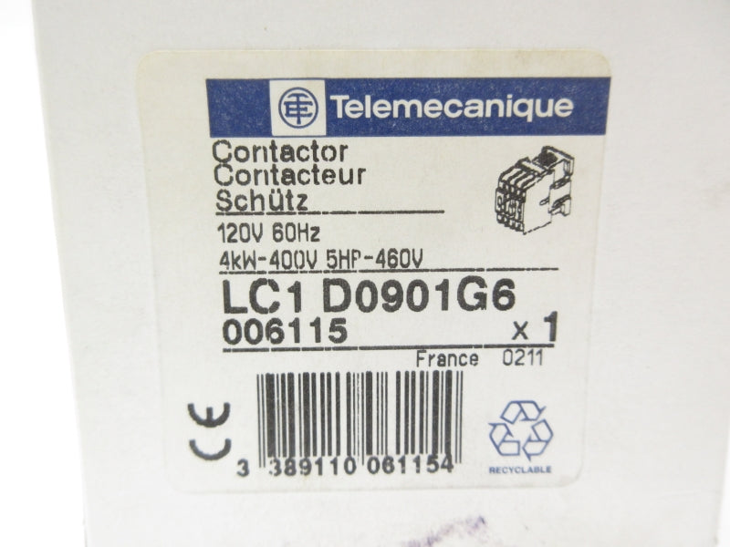 TELEMECANIQUE LC1D0901G6 120V NSMP
