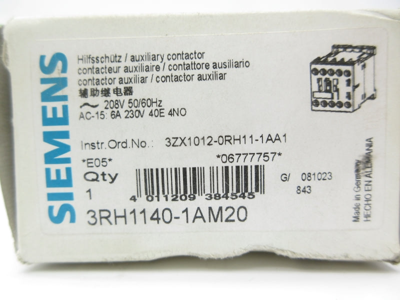 SIEMENS 3RH1140-1AM20 208V 6A NSMP