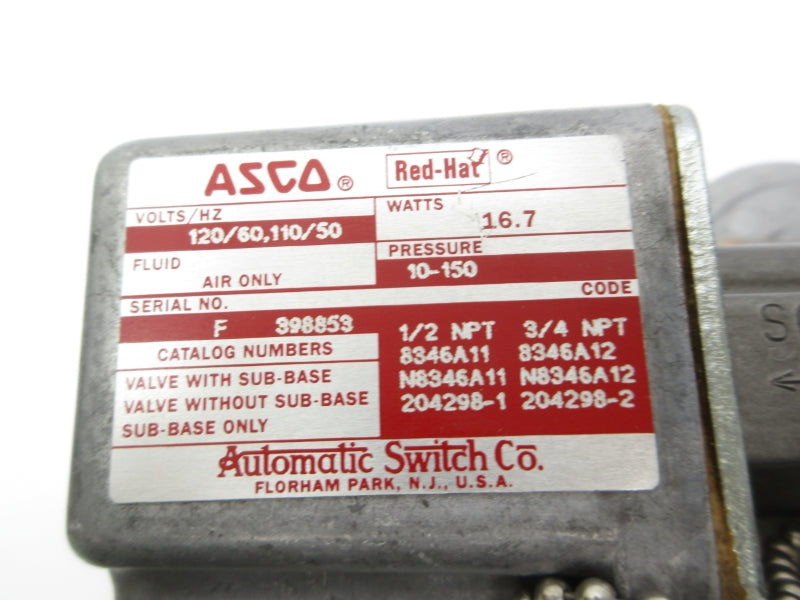ASCO 8346A11 110/120V 10-150PSI 1/2" NSNP