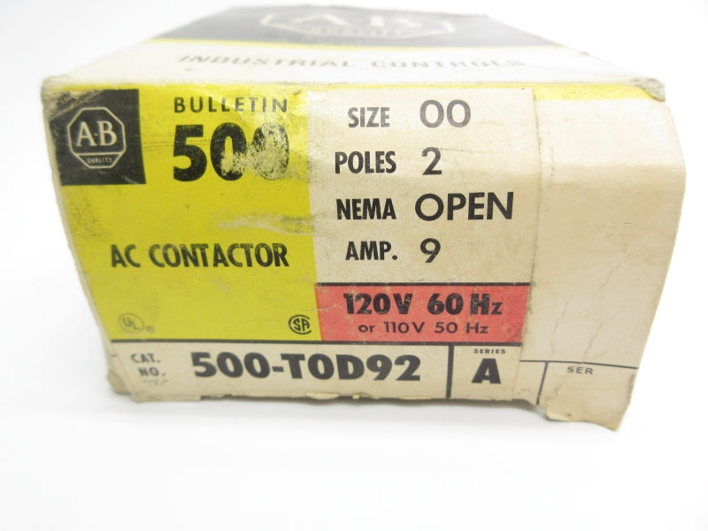 ALLEN BRADLEY 500-TOD92 SER. A 110/120VAC (BK/YL) NSMP