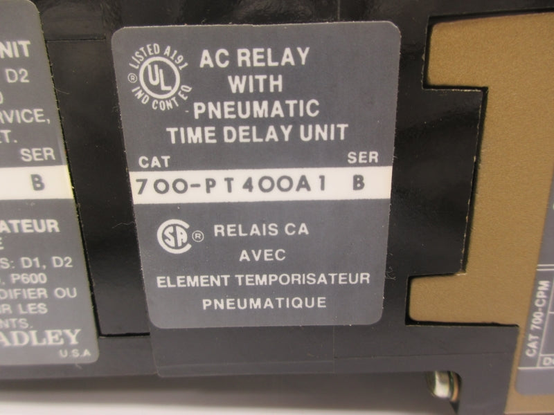ALLEN BRADLEY 700-PT400A1 SER. B 120V NSNP