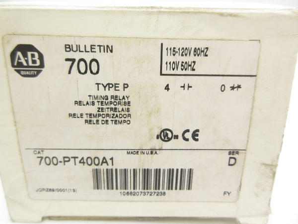 ALLEN BRADLEY 700-PT400A1 SER. D 120V 60A (WH) NSMP