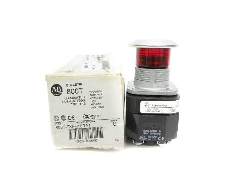ALLEN BRADLEY 800T-FXPH16RA1 SER. U 120V (WH) NSMP