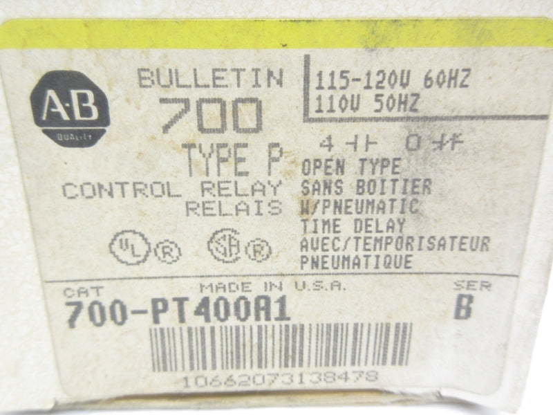 ALLEN BRADLEY 700-PT400A1 SER. B 120V 60A (BK/YL) NSMP