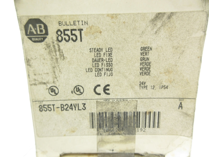 ALLEN BRADLEY 855T-B24YL3 SER. A 24V (WH) NSMP