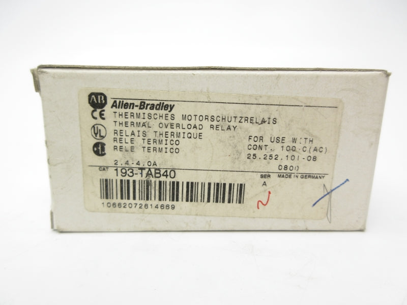 ALLEN BRADLEY 193-TAB40 SER. A 2.4-4.0A (WH) NSMP