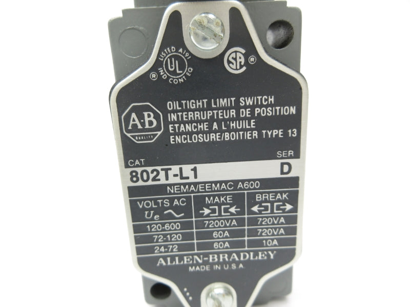 ALLEN BRADLEY 802T-L1 SER. D 120-600VAC 60A NSNP