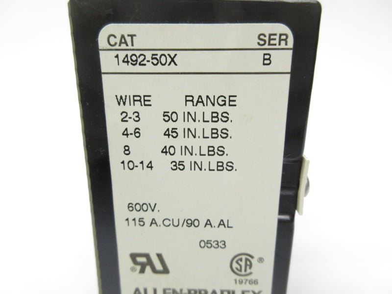 ALLEN BRADLEY 1492-50X SER. B 600V 115A NSNP