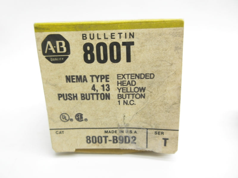 ALLEN BRADLEY 800T-B9D2 SER. T (BK/YL) NSMP