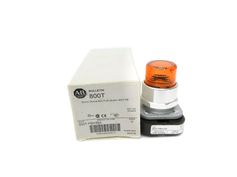 ALLEN BRADLEY 800T-PBH16A SER. U 120V (WH) NSMP
