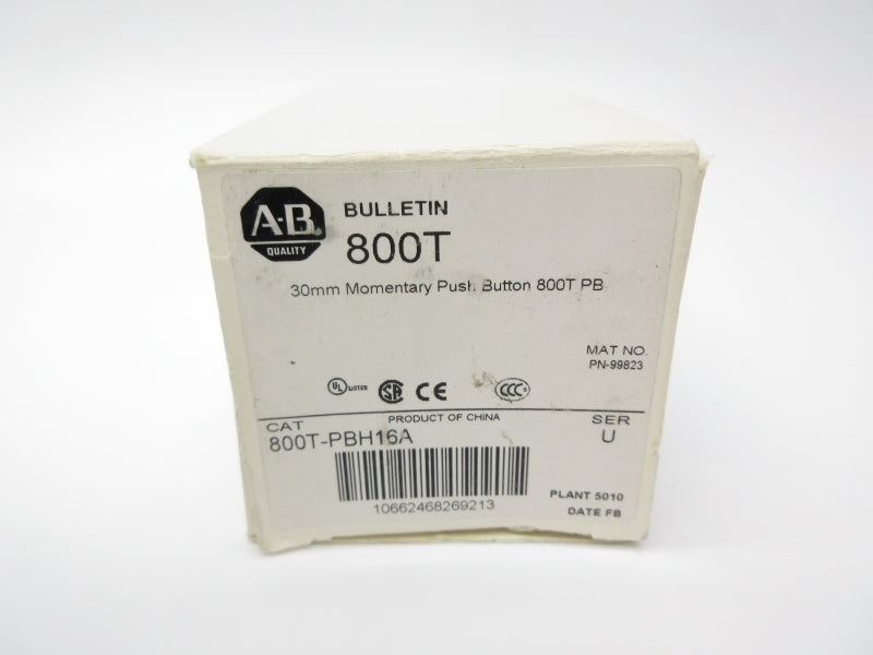 ALLEN BRADLEY 800T-PBH16A SER. U 120V (WH) NSMP