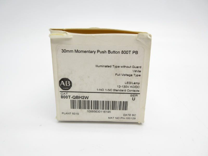 ALLEN BRADLEY 800T-QBH2W SER. U 12-130VAC (WH) NSMP